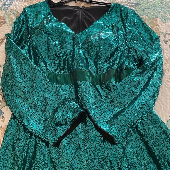 Emerald Green Sequin Gown - Picture 7 of 7